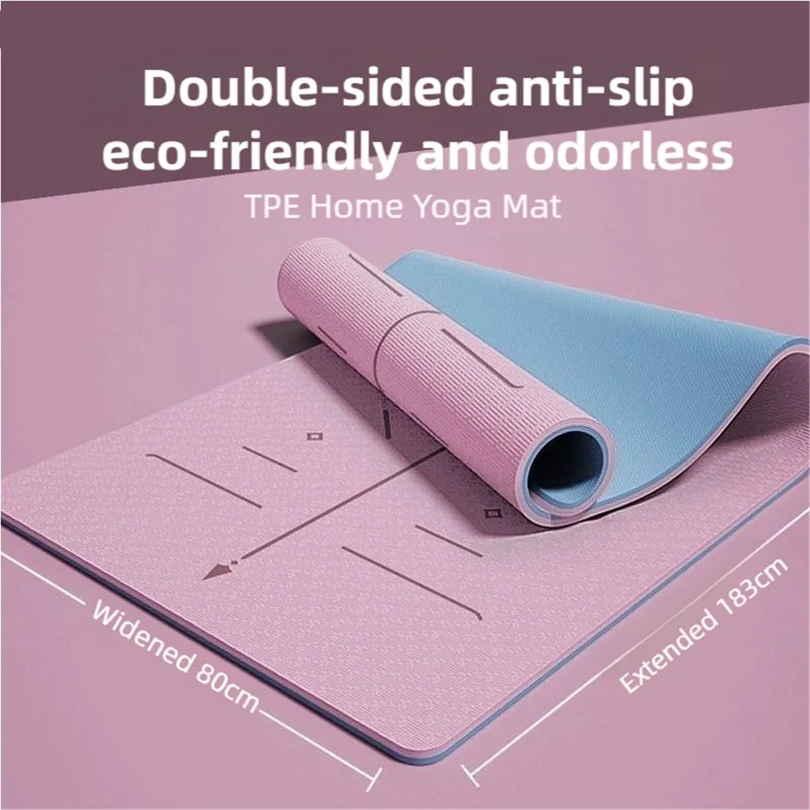 Tappetino da yoga antiscivolo, spessore 8 mm, per pilates, resistenza agli urti, double face, per esercizi di fitness