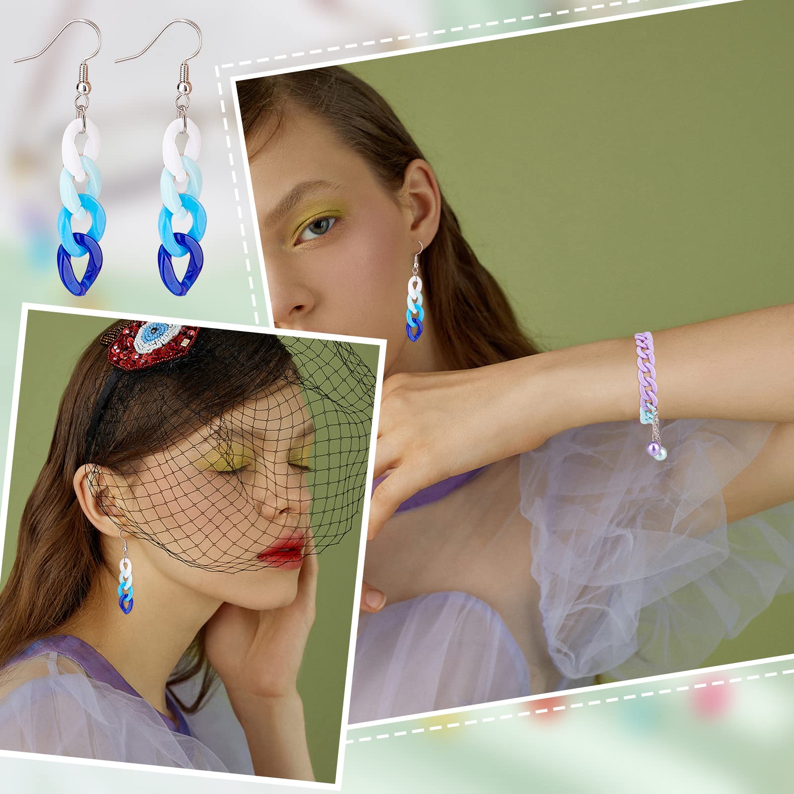 800pcs Acrylic Linking Rings - 8 Color DIY Chain Connectors For Crafts