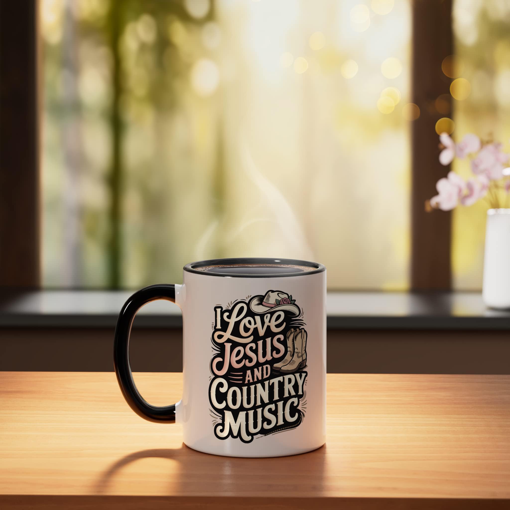 Amazon.com | I Love Jesus And Country Music Ceramic Mug, Black