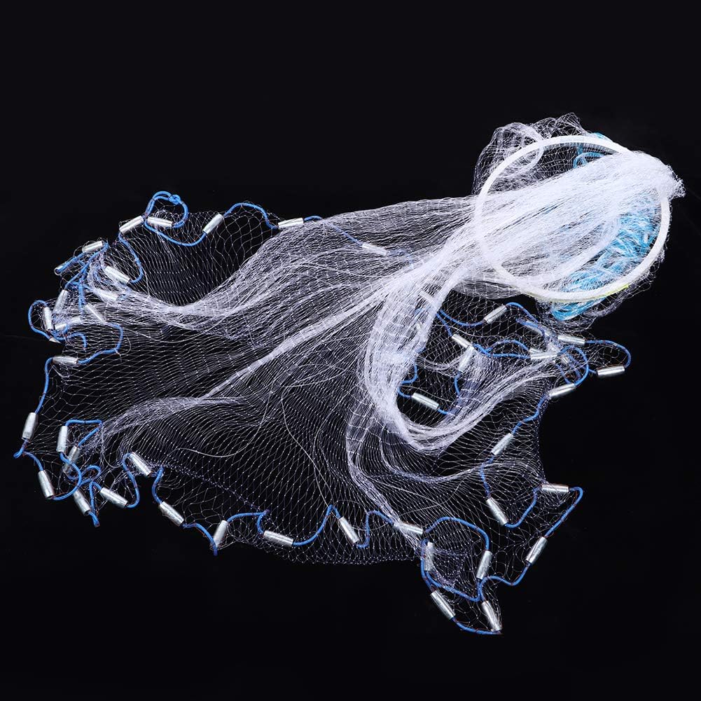 Cast Net, Saltwater American Fishing Cast Net Cast Nets for Baitfish Heavy Duty Cast Net Fishing Nets for Saltwater, 8FT/10FT Radius Size(7.9ft)