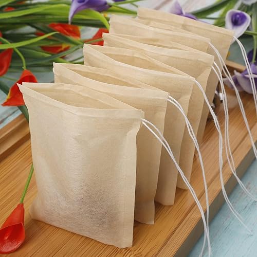 Miniatura 4 de 400 bolsas de filtro de té, material de papel de pulpa de madera 100% natural, dispositivo de remojo de té desechable, bolsa de té vacía con cordón,