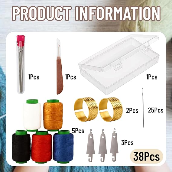 38PCS Sewing Tool Set, Stainless Steel Sewing Needles and Thread Kit, Portable Needle and Thread Kit for DIY, Travel, Home Sewing, Craft Projects