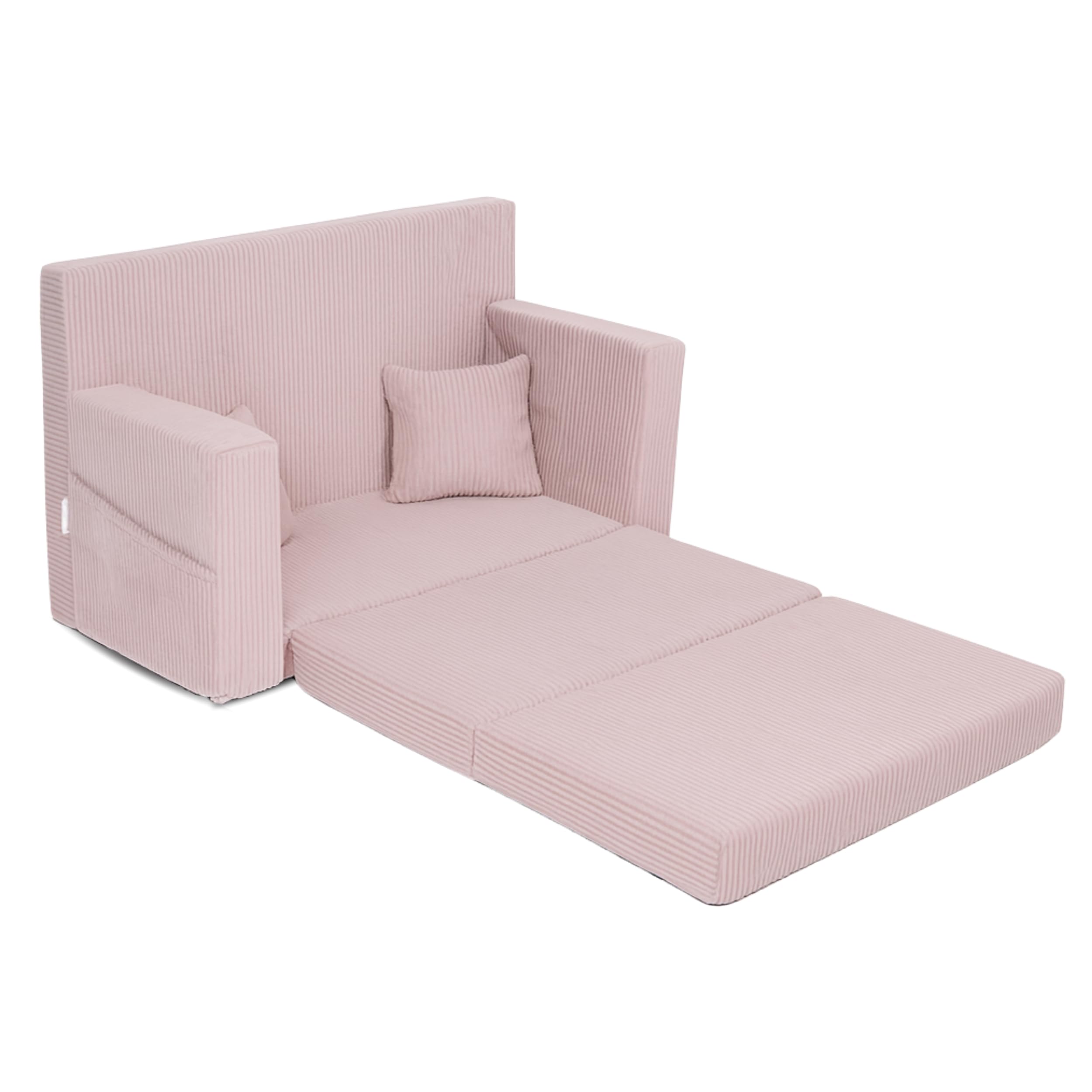 Flumi Personalizzato Divanetto Bambini con Funzione Sleep - 3 in 1 | Divani Piccoli | Divano Bambini | Colore: (velluto a coste Rosa)