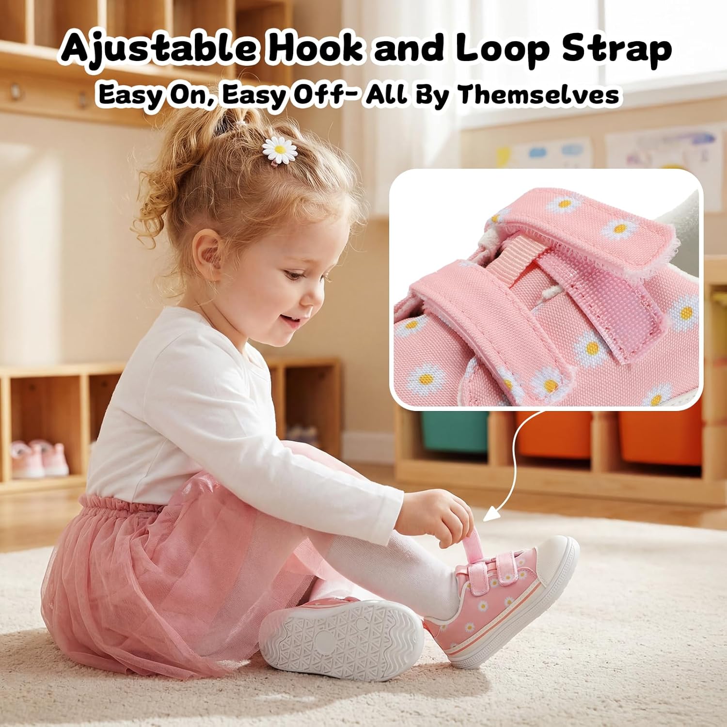 Toddler Boys & Girls Shoes Wide Toe Box Barefoot Kids Canvas Sneakers with Hook-and-Loop - Image 9