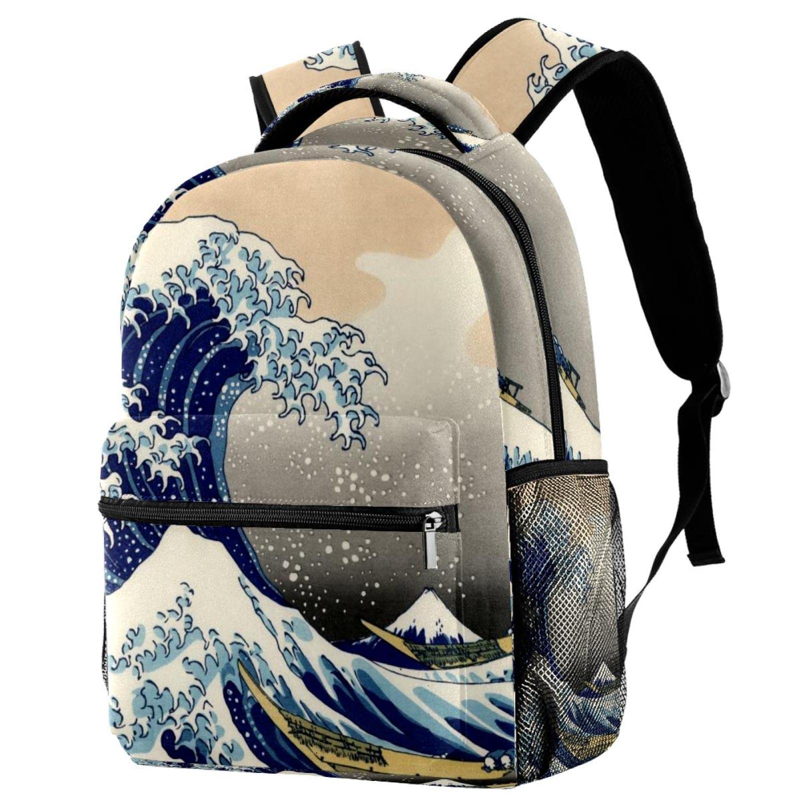 The Great Wave Pattern Backpack for Men School Bookbag Hiking Travel Rucksack School Bag for Women