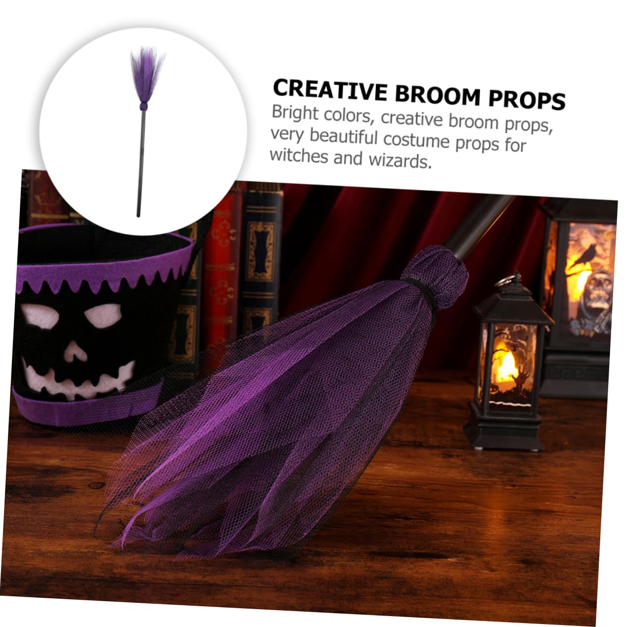 HOOTNEE Witch Broom Witch Cosplay Accessories Prom Decor Witches Brooms Wizard Broom Stick Broom Props Halloween Window Prop Sweeping Costumes Dress up Miracle Broom Witch Prop Cloth