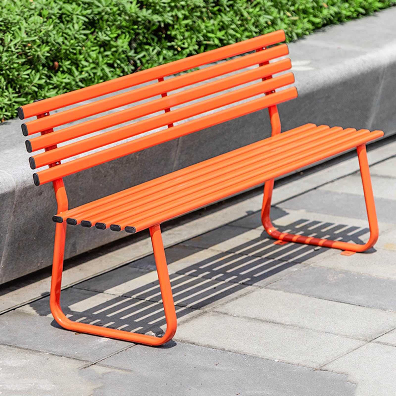 Panchina da Esterno da 150 cm con Struttura in Acciaio, Panchina con Schienale per Prato, Cortile, Portico, Ingresso, Capacità di Carico 500 kg(Orange)