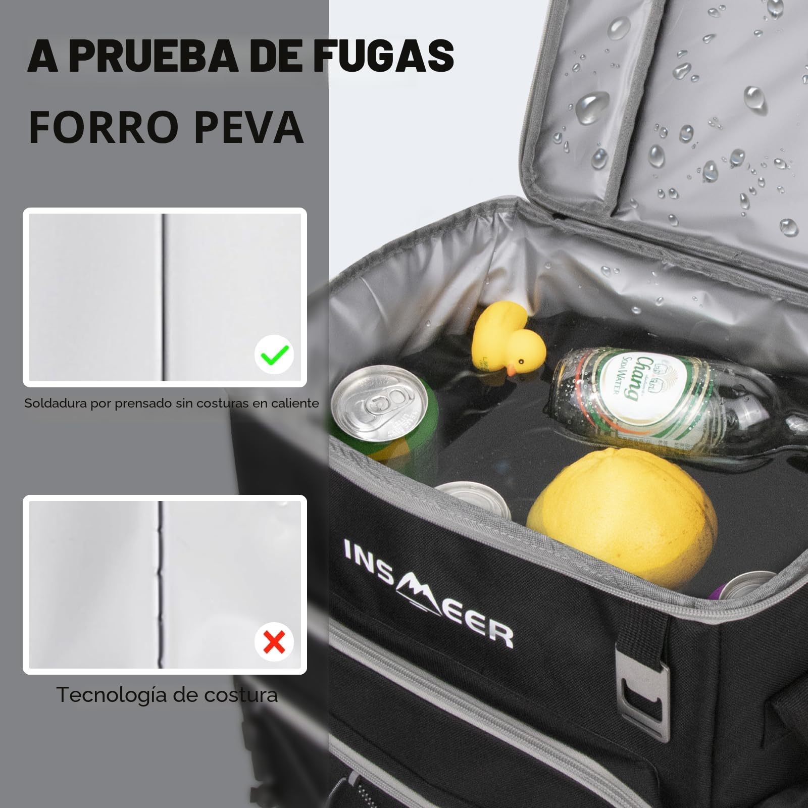 INSMEER Bolsa Térmica, Hielera con Ruedas 60 Latas/40 litros con Ruedas, Bolsas de refrigeración Suaves Plegables/aisladas/a Prueba de Fugas, para Playa, Camping, Picnic, Compras de comestibles
