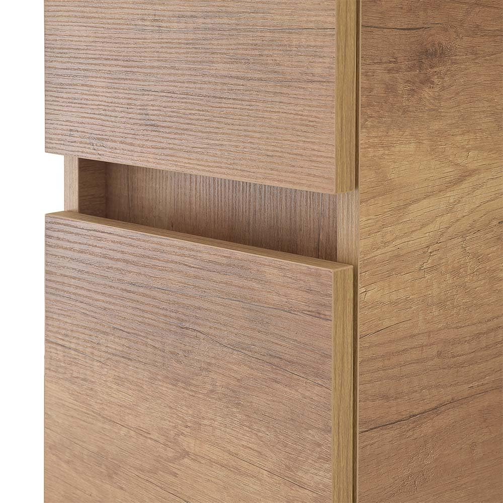 Colonna bagno sospesa 125 cm rovere naturale con ante reversibili e ripiani interni fissi, NADIA