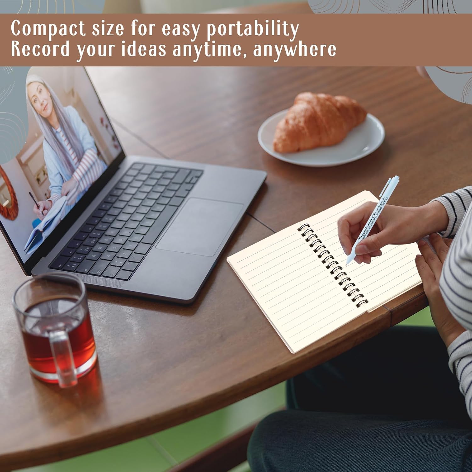 Jetec 100 Pcs/50 Sets Motivational Spiral Notebook with Sticky Notes Pen Bulk Boho Inspirational Journals Employee Appreciation Thank You Gift for Teacher Coworker Staff Team (Morandi)