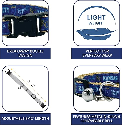 Miniatura 80 de MLB CAT Collar de satén de Los Angeles Angels, collar de equipo de béisbol para perros y gatos. Un collar de gato brillante y colorido con colgante