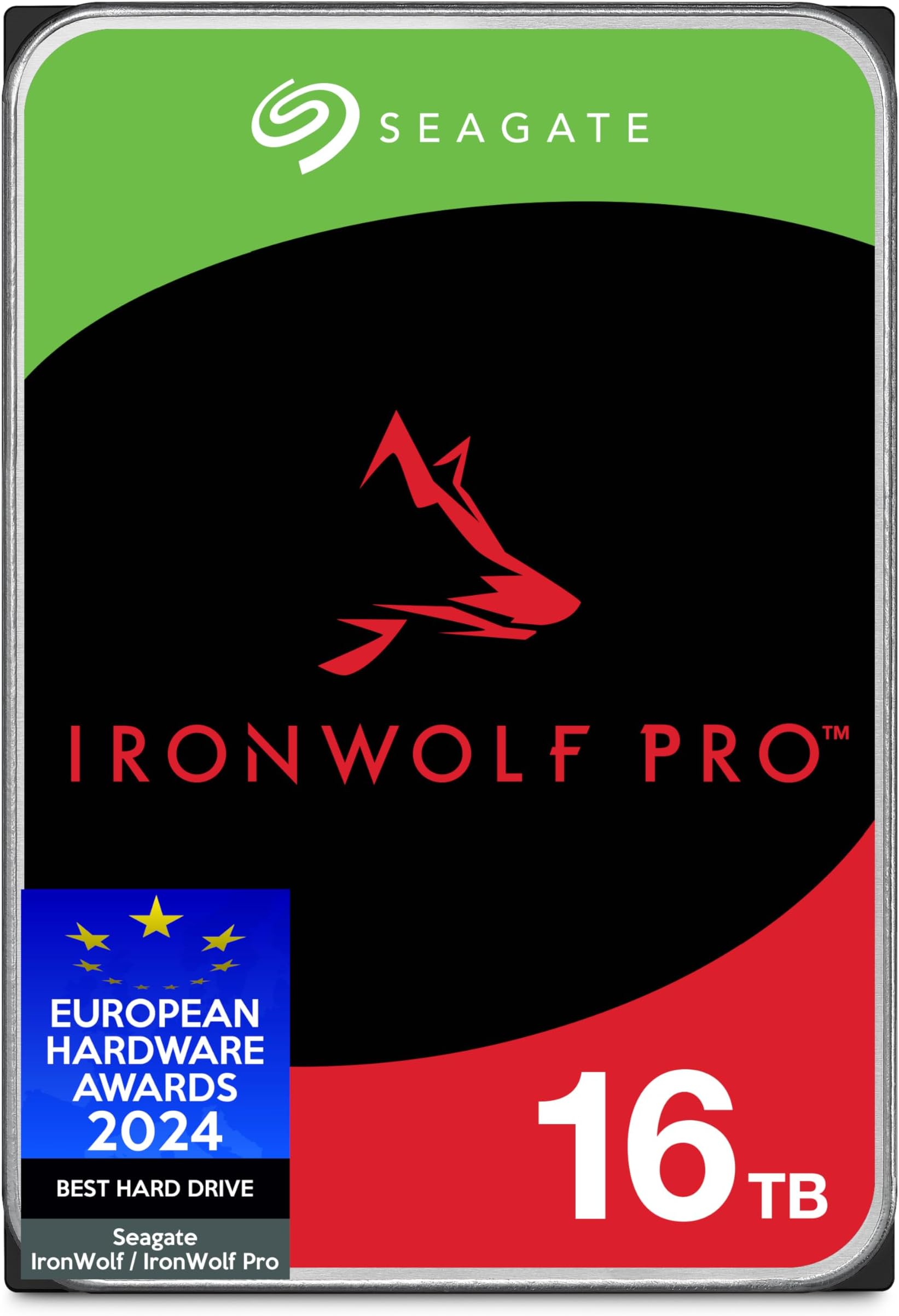 Seagate IronWolf, Pro 16TB, Enterprise Internal NAS HDD – CMR 3.5 Inch, SATA 6GB/s, 7,200 RPM, 256 MB Cache for RAID NAS - Frustration Free Packaging (ST16000NTZ01)