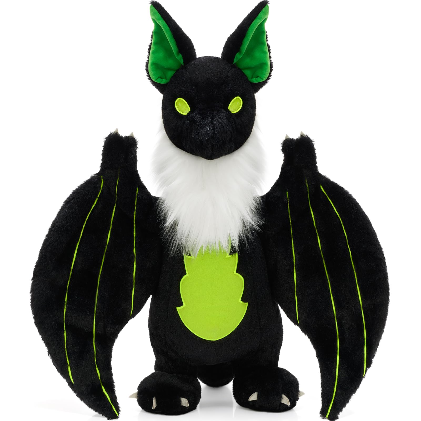 MorisMos Giant Bat-dragon Teddy Plush, 58cm Big Bat Cuddly Soft Toy Glow in the Dark, XXL Fluffy Present for Kids Birthday Christmas Deco