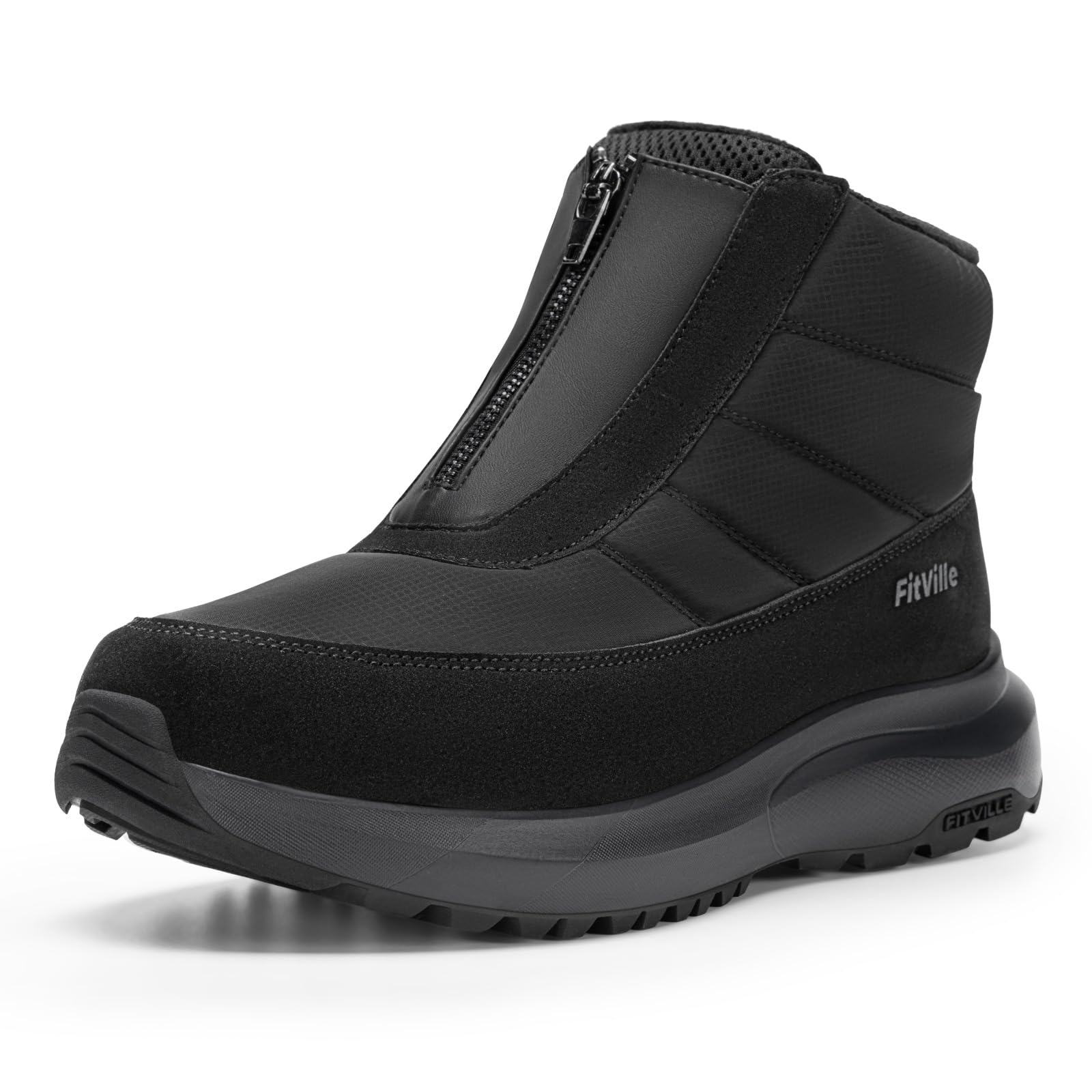 FitVille Womens Extra Wide Winter Boots Zipper Warm Insulated Snow Boots for Women Wide Width Water Resistant All-Day