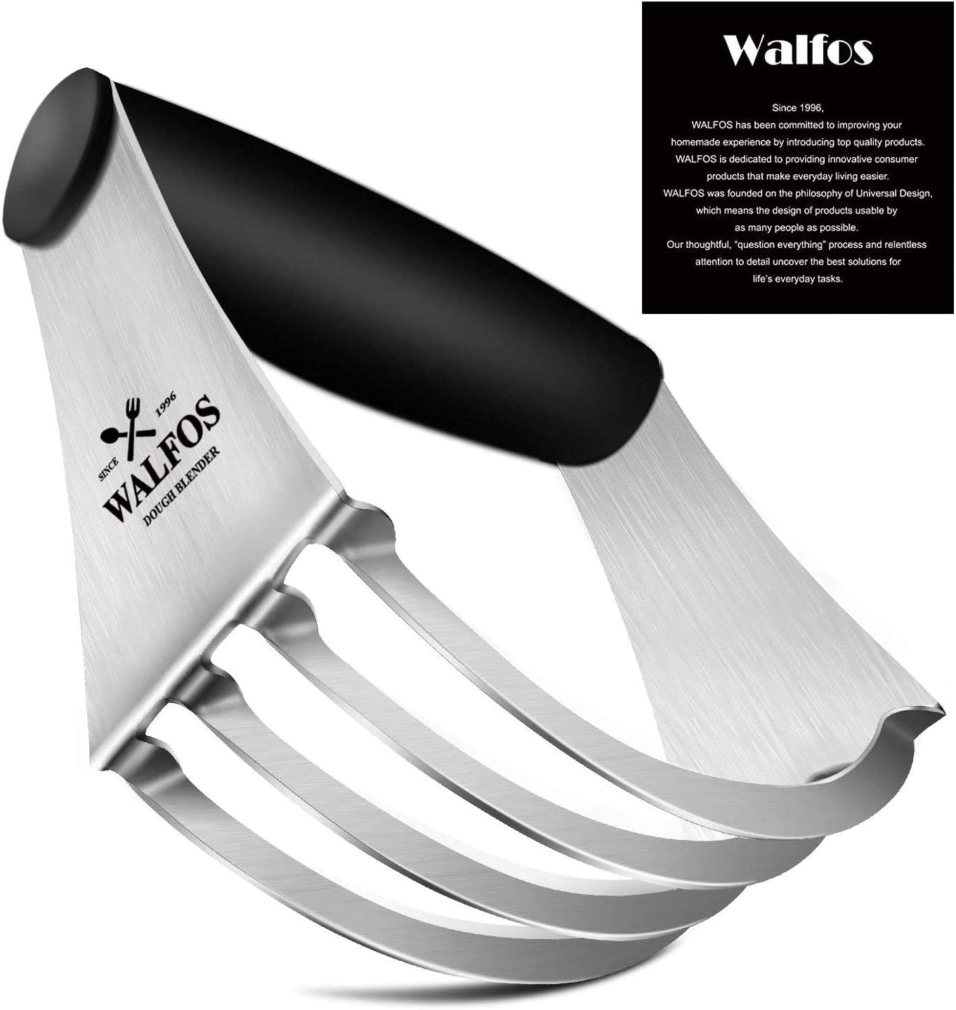 WALFOS Dough Blender, Multi-Purpose Pastry Cutter, Heavy Duty Stainless Steel and Non-slip handle Dough Cutter, Perfect for Pastry, Pizza, Dough and Cake