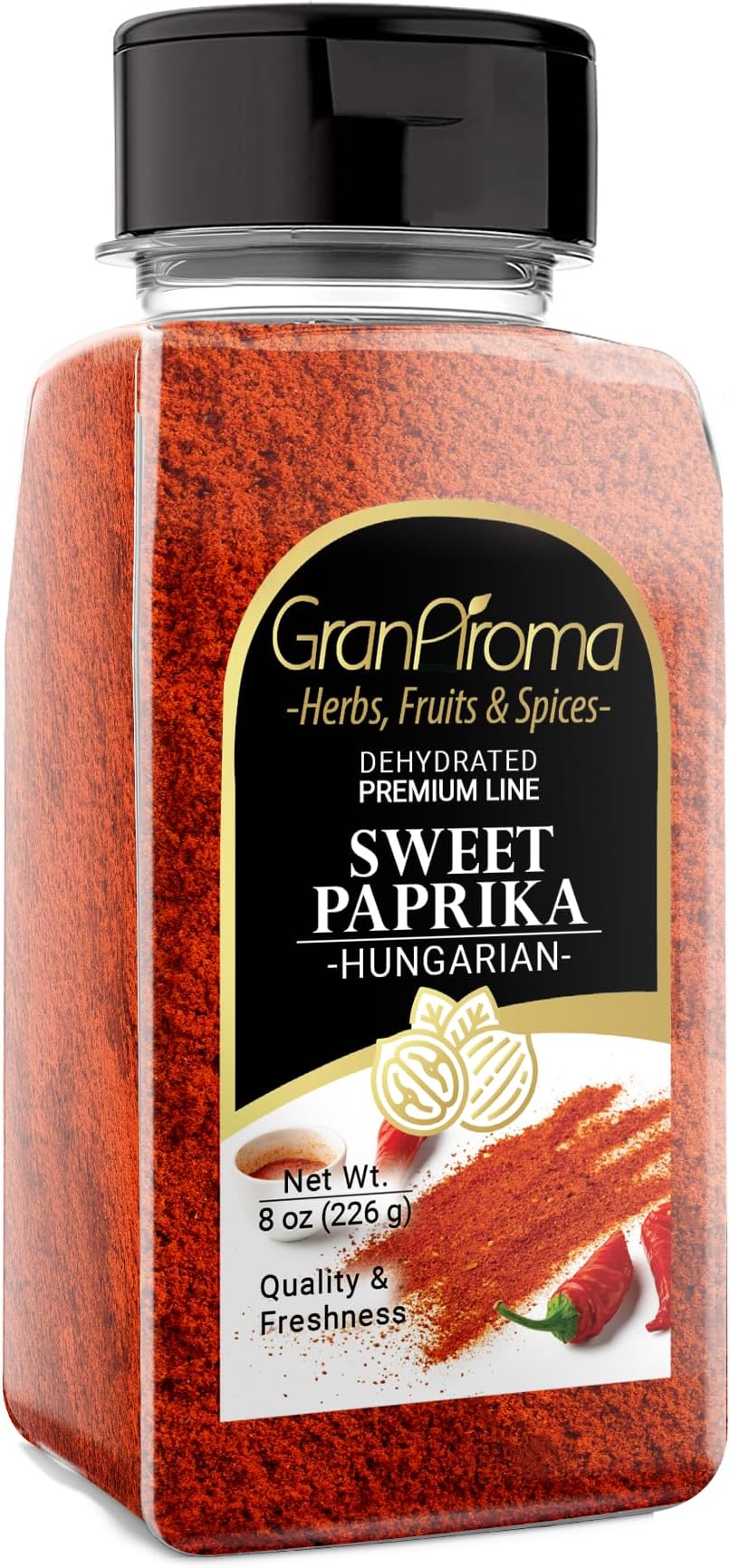GranAroma Sweet Hungarian Paprika, 8 oz, Sweet & Savory, Authentic, Fine Powder