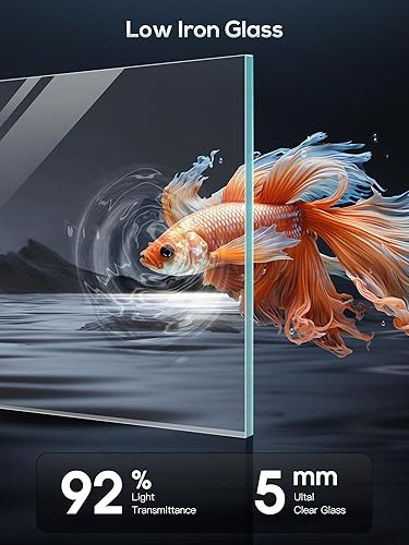 Miniatura 4 de PONDON Tanque de peces de 5 galones, kit de inicio de acuario de vidrio sin borde de hierro bajo con filtración dividida en mochila, no requiere