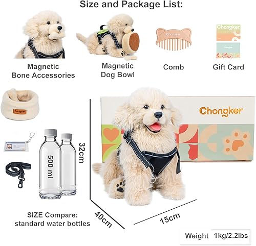 Vista 7 de Chongker Animales de Peluche de Perro con Juguetes Magnéticos, Suaves y Tiernos Juguetes de Peluche Golden Retriever, Animales de Peluche