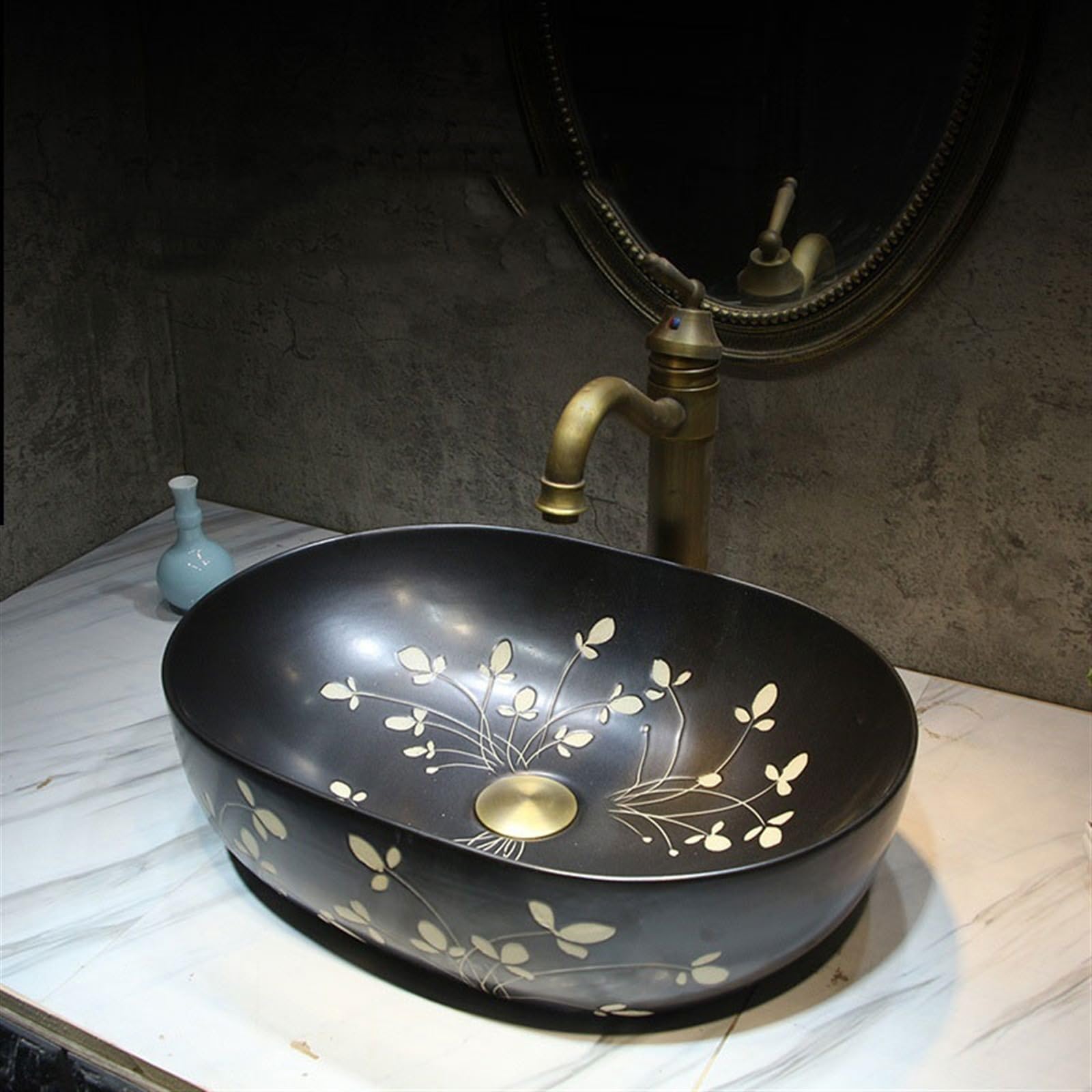 Baño Lavabo Lavabo de Mano de Arte Antiguo, Lavabo sobre encimera, Lavabo de baño for el hogar, lavabos de baño Retro de cerámica Fregadero del baño