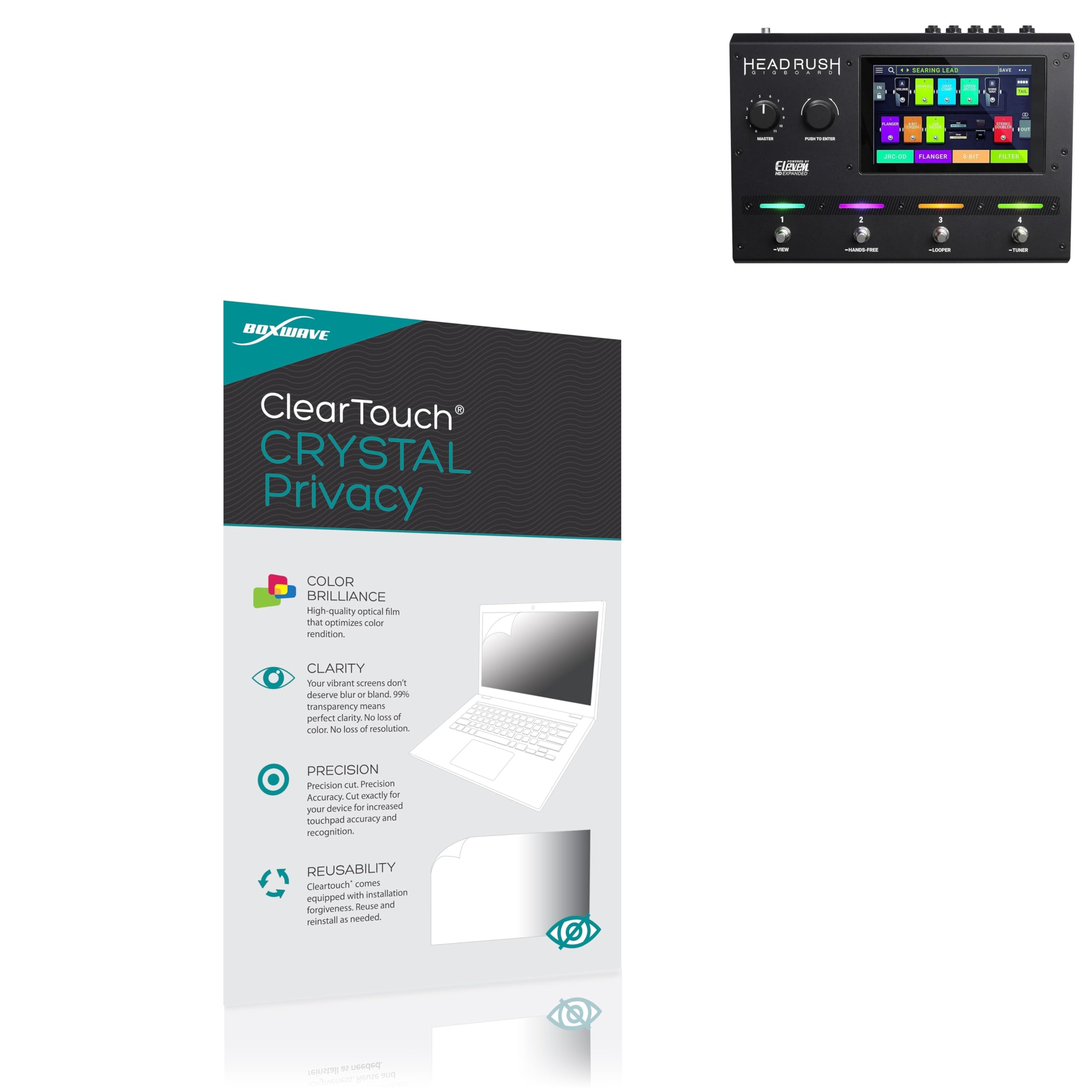 BoxWave Screen Protector Compatible with Headrush Gigboard - ClearTouch Crystal Privacy (2-Pack), Privacy Screen Protector Flexible Film Clear