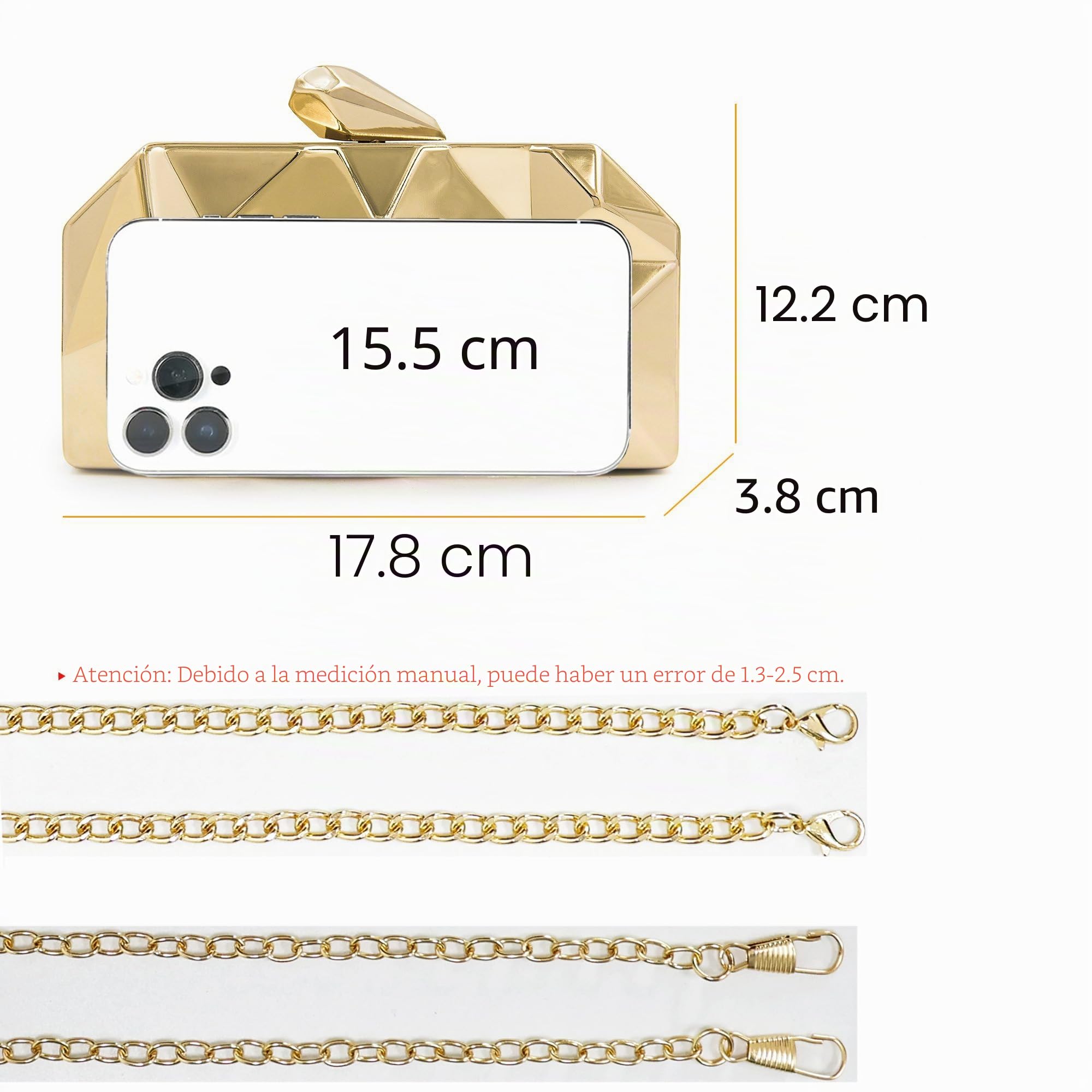 Bolso de mano pequeño metálico para mujer, bolso de noche, boda