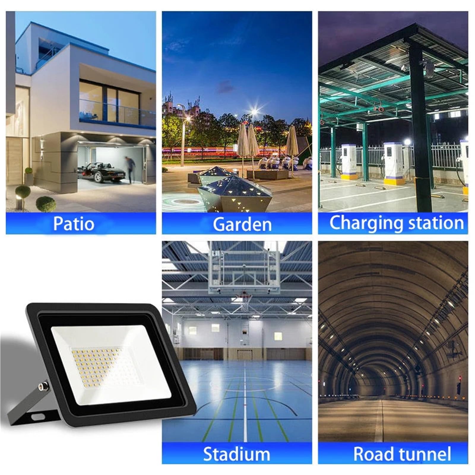 Proyector exterior, Proyector LED de 10 W, 20 W, 30 W, 50 W y 100 W, IP65, resistente al agua, for exteriores, for jardín, iluminación, reflector de pared.(100W)