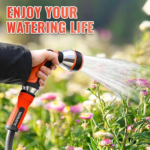 Miniatura 9 de YAMATIC Manguera de jardín de 50 pies x 58 pulgadas, manguera de agua duradera con boquilla de manguera de 10 funciones, mango giratorio, sin
