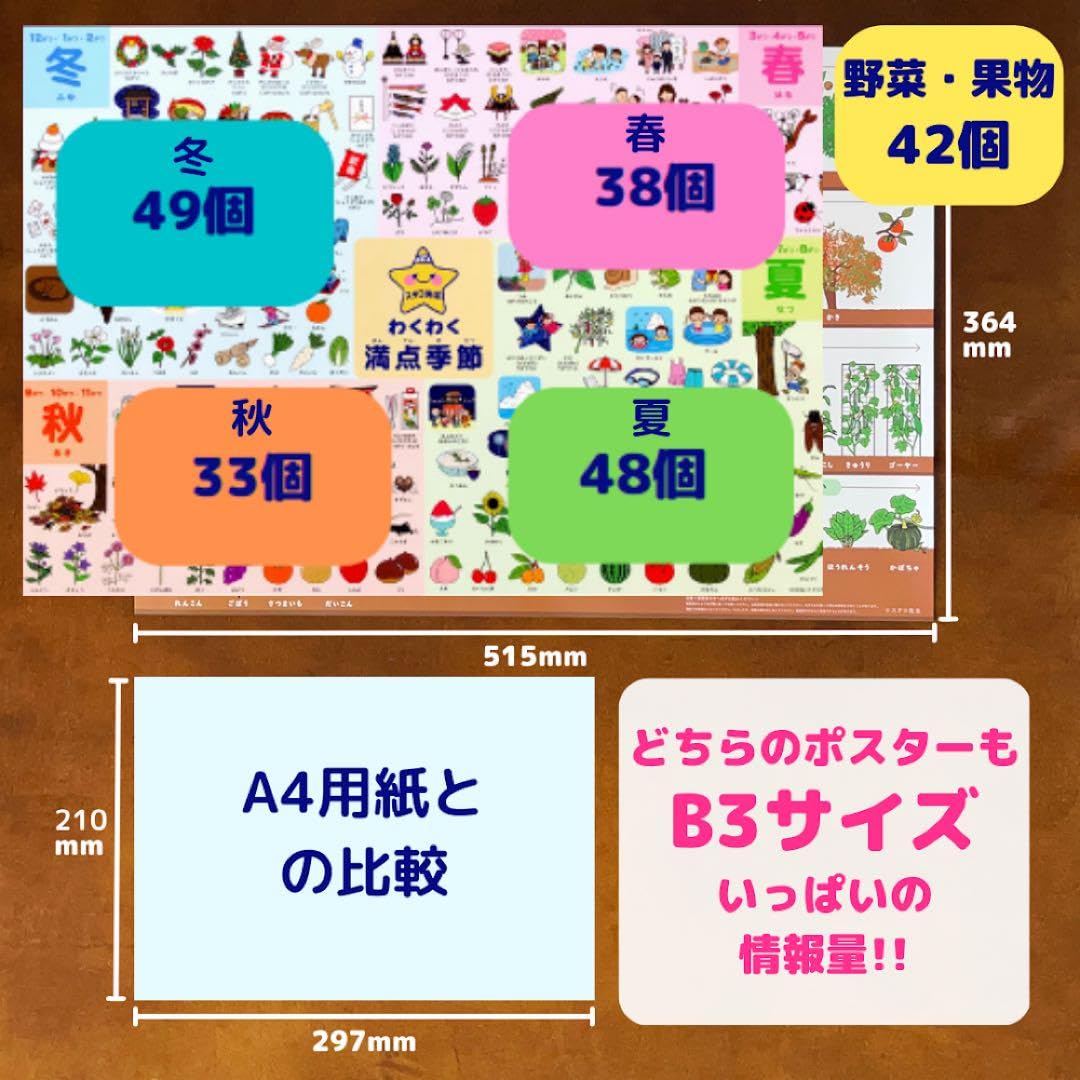Amazon.co.jp: 小学校受験 お風呂ポスター カード 季節 野菜 果物 理科