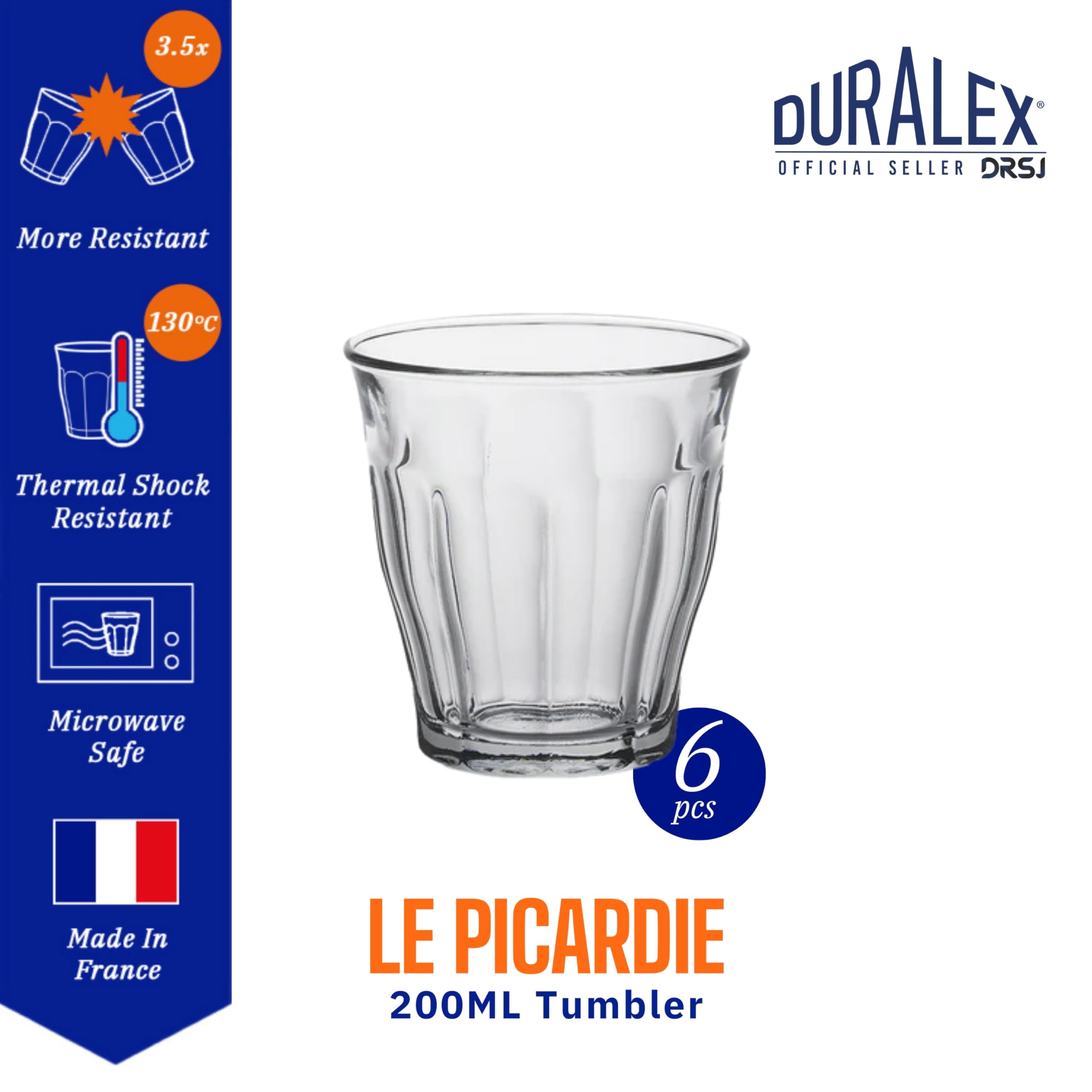Duralex® Picardie Glass Tumbler 220ML Set of 4 Glasses 1