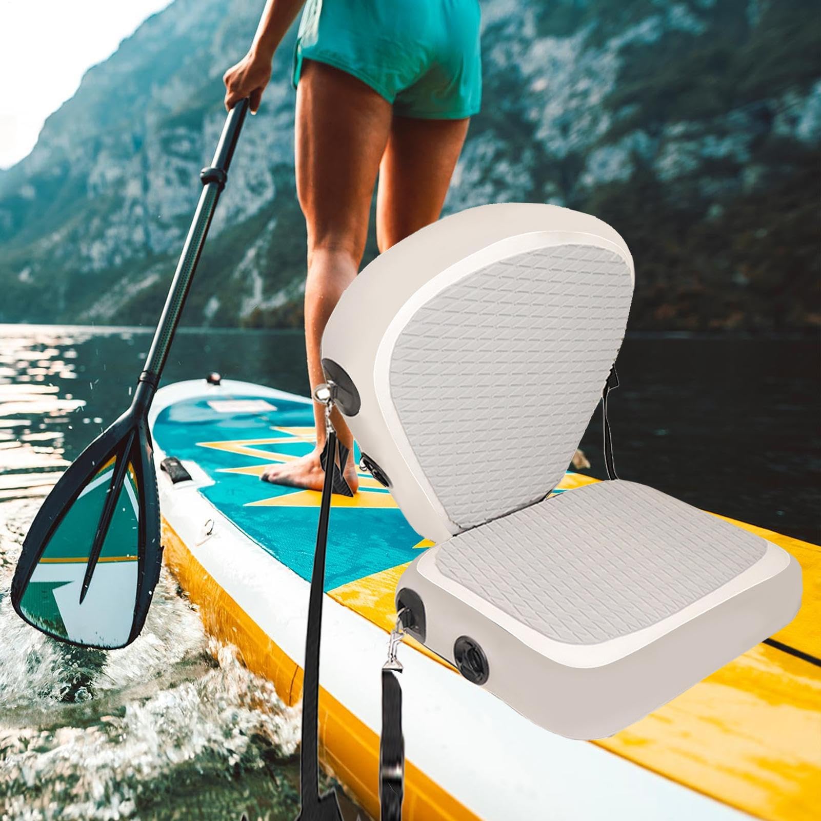 Portable Kayak Seat, Water-Resistant Boat Seat, Compact Inflatable Seat, Paddle Board Seat, High-Back Boat Seat, Kayaking Comfort Seat, Versatile Outdoor Seat