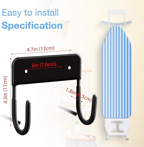 Miniatura 3 de Soporte de pared para tabla de planchar para cuarto de lavado, color negro