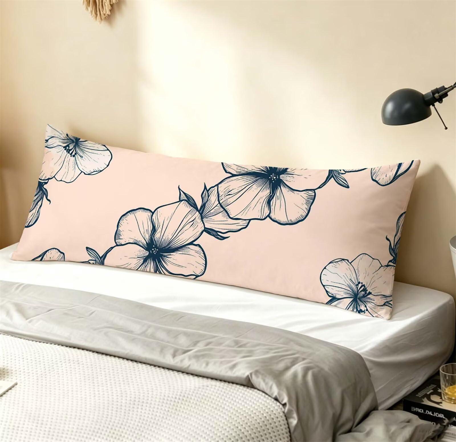 Rosa-30 Federe Cuscino Letto 55 x 160 cm, Grande Cuscini per Divano Lino, | Doppia Faccia Stampa, Semplice-3 Fodera per Cuscino Decorativa, con Cerniera, Cuscino per Dormire Sul Fianco j-156