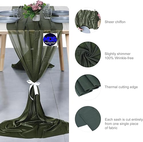 Miniatura 6 de MDS - Paquete de 1 camino de mesa de gasa de 14 pies de 29 x 170 pulgadas, camino de mesa romántico rústico para decoración de bodas, fiestas de