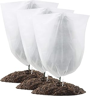 Winter Plant Fleece Frost Protection Cover, Plants Warming Jackets, Protect Plants from Cold weather's Damage, Small (100x80cm) -White- 3pcs