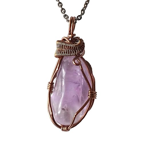 Designs by Nature Gems Handmade Women Necklace Amethyst Necklace 24 Inch Chain Antique Bronze February Birthstone