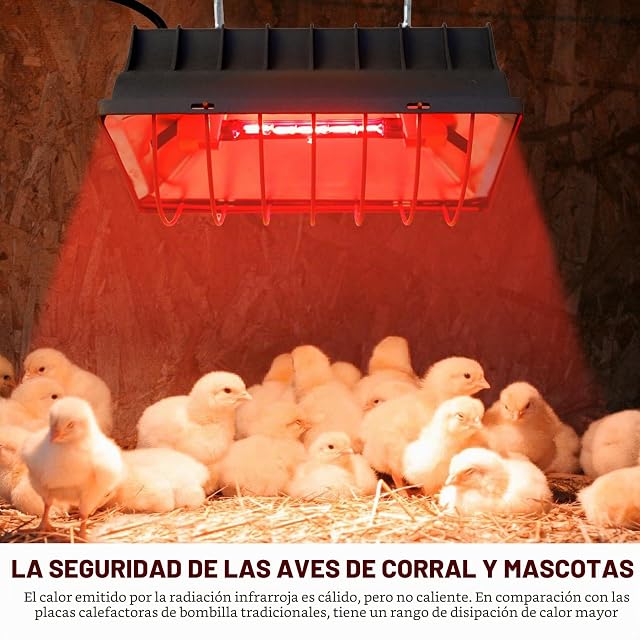 Foto 6 de 7 de PORFOYO Lámpara de calor para animales con pantalla, lámpara de luz roja