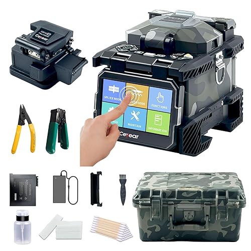 DFBRUZZ Empalmador de fusión de fibra Enfoque automático A9 FTTH Kit de empalmador de fusión de fibra óptica de 4.3 pulgadas Pantalla LCD digital