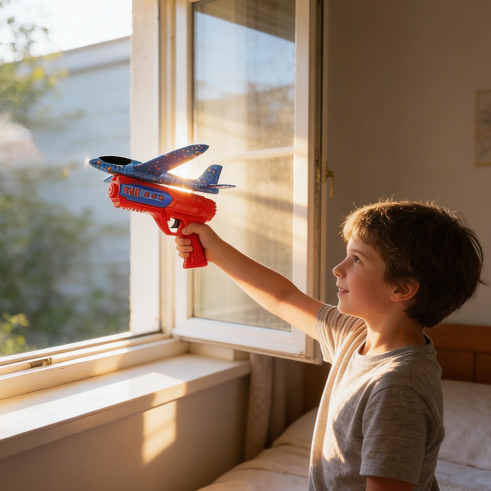 Genérico Avión Planeador: Juguete, Lanzador de Aviones de Espuma, avión catapulta con luz LED, Juego de Actividades al Aire Libre de Lanzamiento Manual fácil, Modelo de Vuelo, Equipo de Juego i — view 9