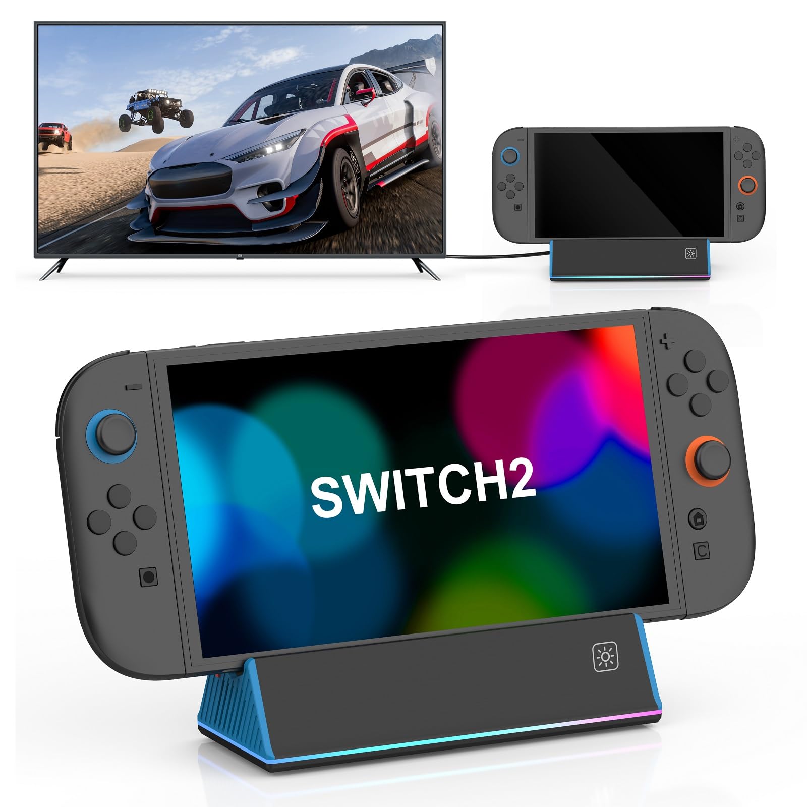 [Actualización 2026] Estación de acoplamiento Switch 2 con HDMI 2.1, HDR10+, soporte de refrigeración RGB, 2 puertos USB 3.0, actualización lista para viajar: alternativa oficial de la estación de