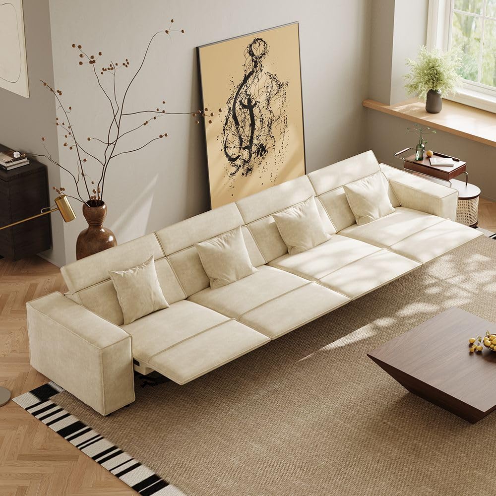 145 Power Sofa with Performance Fabric for Living Room Sofa with Pillows Mid Century Modern Seats with Recliners