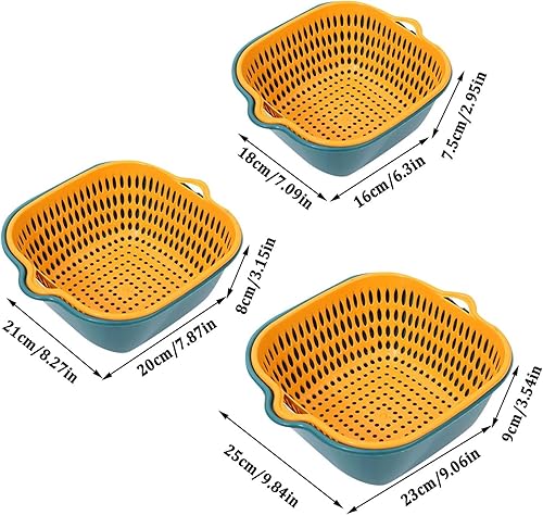 Miniatura 5 de Colador de cocina de 6 piezas, juego de tazones de colador de drenaje 2 en 1, recipiente de drenaje y cesta, cestas de frutas de cocina para lavar y