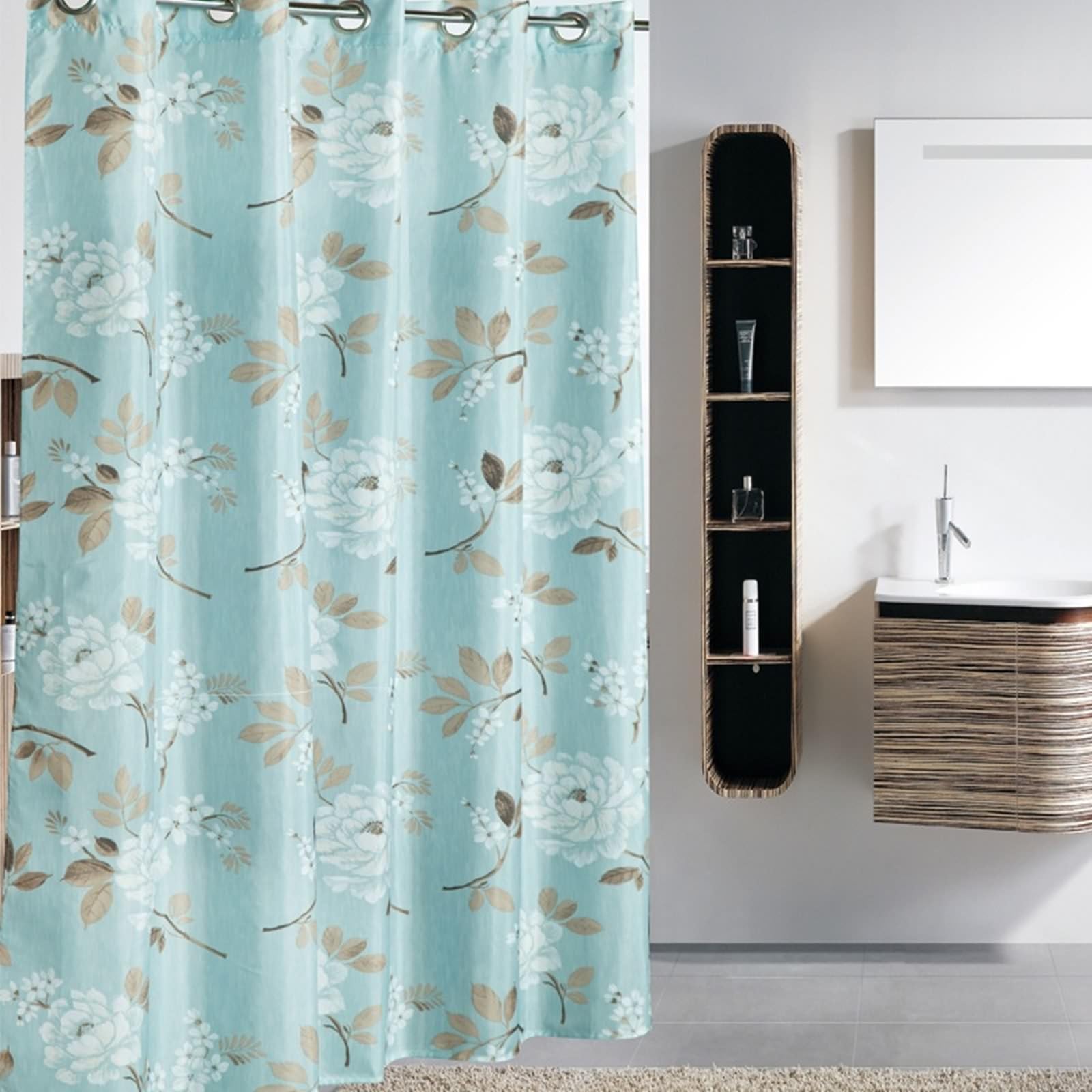 Rideau de douche imperméable KnSam turquoise 150x200 anti-moisissure avec anneaux