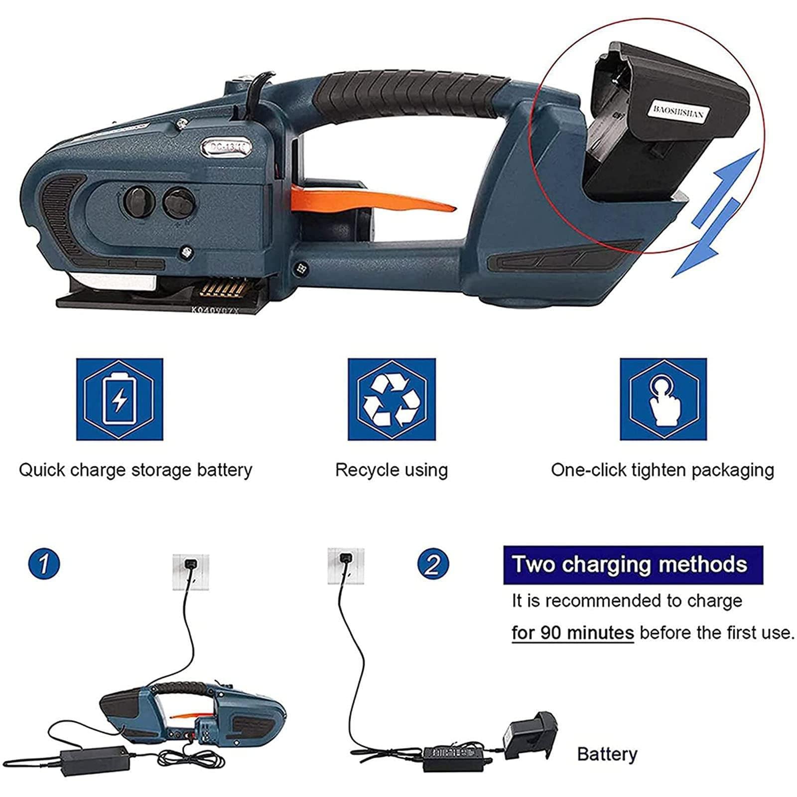 Reggiatrice elettrica portatile con 2 batterie da 4000 mAh