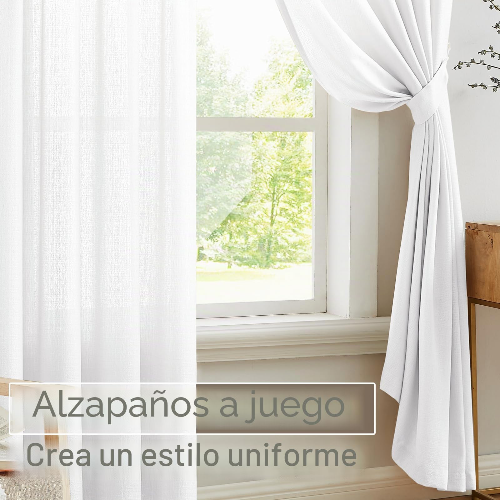 Melodieux Cortinas Visillos Blancas para Dormitorio Cortinas Translúcidas Salón 2 Piezas, 140x137cm