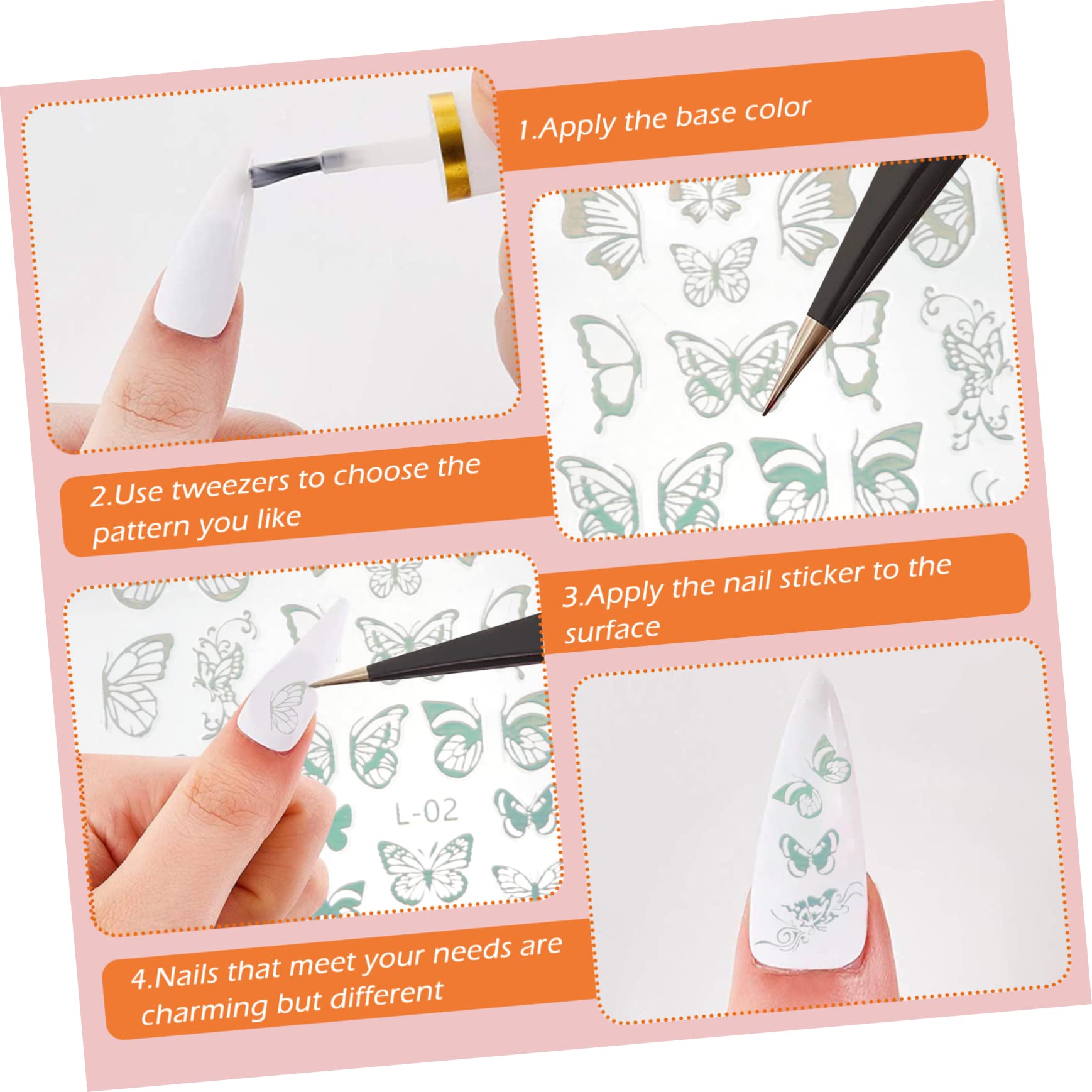 minkissy 36 Hojas Etiqueta engomada del arte del clavo de la esmalte de uñas de gel brillo ribete dorado pegatinas de uñas consejos de arte de uñas encanto de manicura