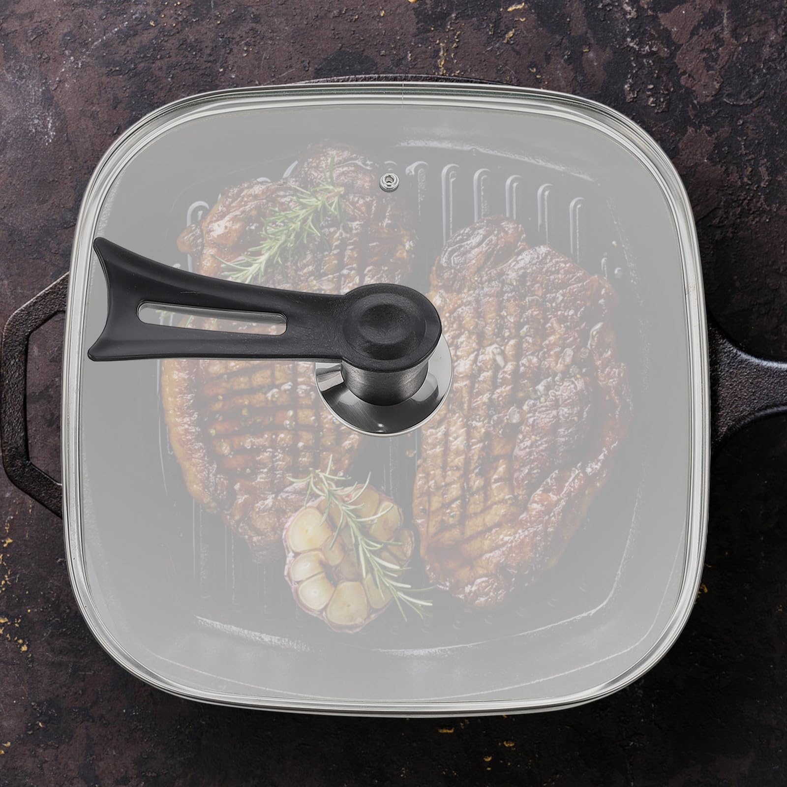 Quadratischer Topfdeckel Glas 31cm mit Praktischem Griff und Dampföffnung Ersatzdeckel für Gastronomie und Private Küche