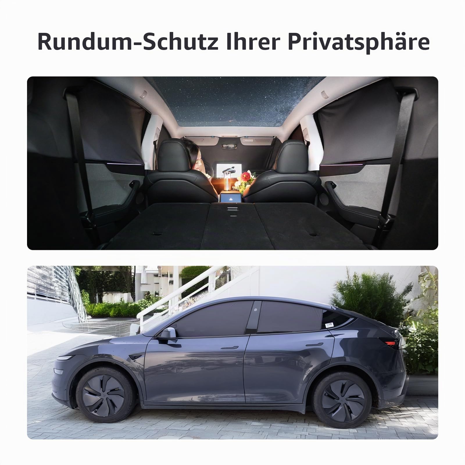 Havnby 8-teiliger Sichtschutz für Tesla Model Y Juniper 2025-2026 | Faltbare Vorhänge für Windschutzscheibe und Fenster mit UV- und Sonnenschutz für Camping und mehr Privatsphäre