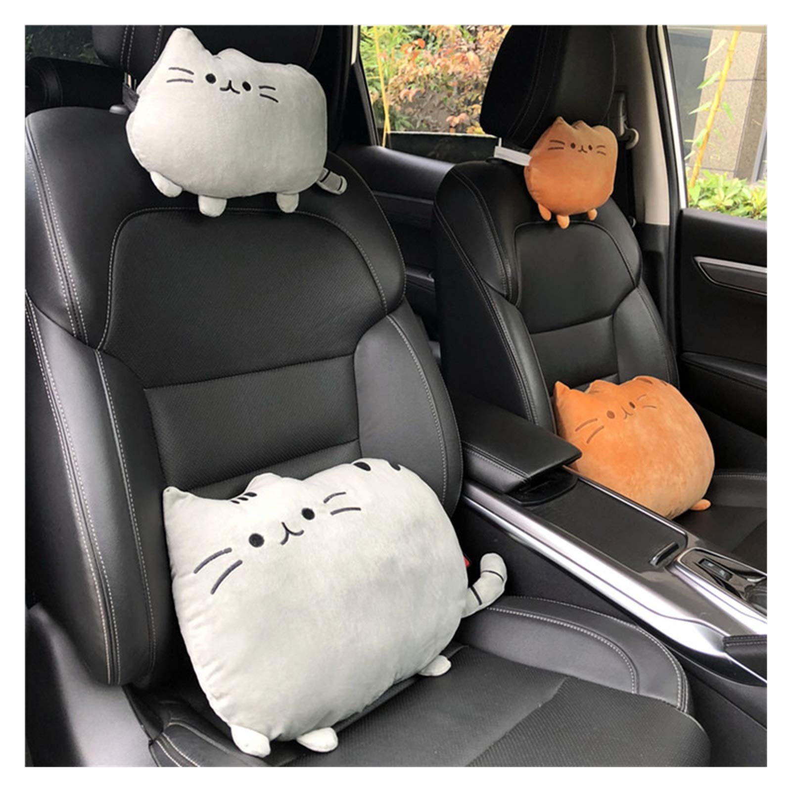 Almohada para el Cuello del automóvil Gato Lindo Creativo Asiento de automóvil para el automóvil Cabeza Reposacabezas Cojín Reposacabezas Almohada Almohadilla de Felpa Almohada de Seguridad