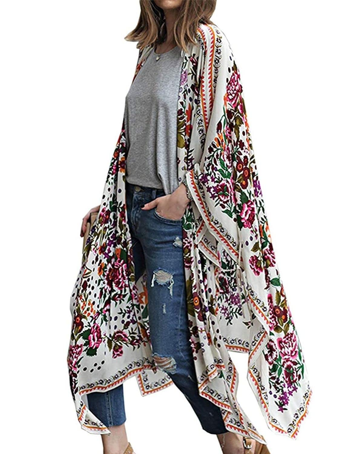 Cárdigan tipo kimono para mujer, ropa de playa de verano, salida de baño, salida de baño, talla M