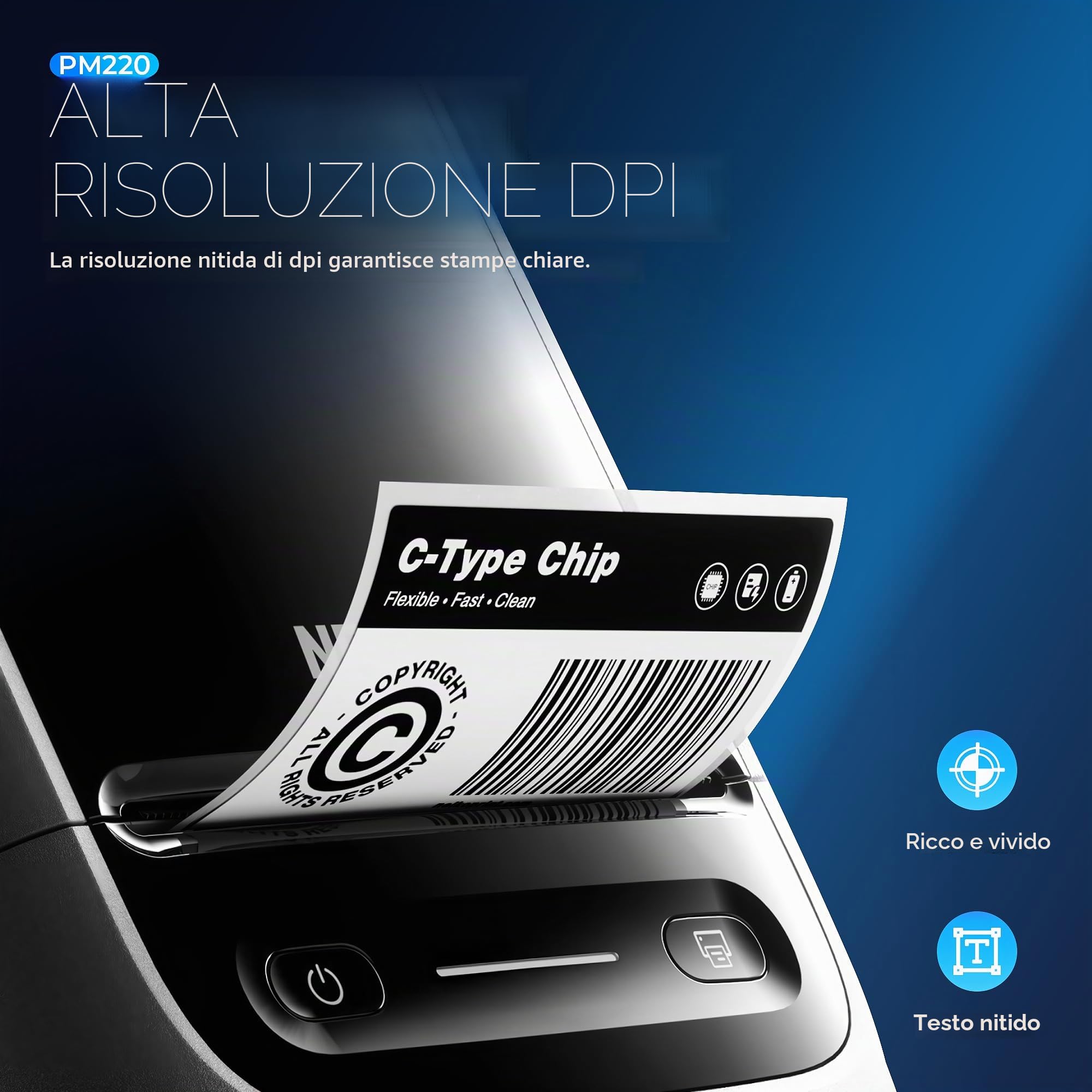 Nelko Etichettatrice con nastro adesivo, stampante per etichette Bluetooth PM220, stampante termica portatile da 5,1 cm per piccole imprese, logo, abbigliamento, stampante adesiva per